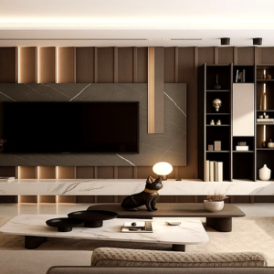 Marble & Wood TV Wall