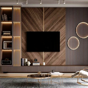 Geometric Wood TV Wall