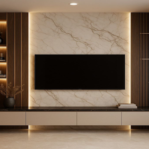Marble & Wood TV Wall