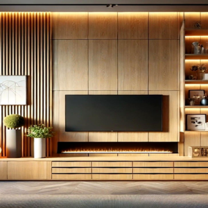 Warm Wood TV Wall